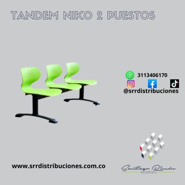 TANDEM DE 2 PUESTOS PLASTICO NIKO