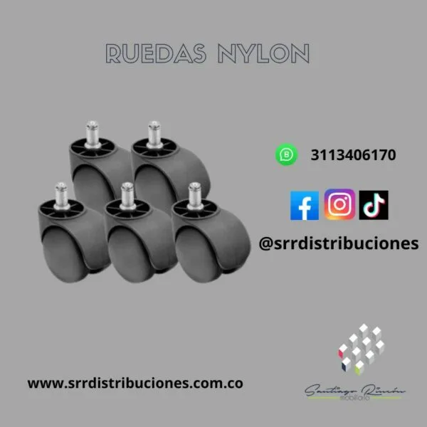 RUEDAS NYLON PARA SILLA GIRATORIAS