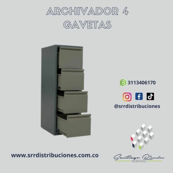 Archivador de cuatro gavetas