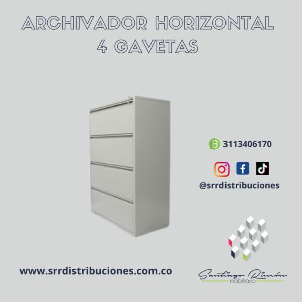 Archivador Horizontal de  cuatro  gavetas
