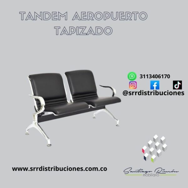 Tandem De Dos Puestos Aeropuerto  Full Tapizado