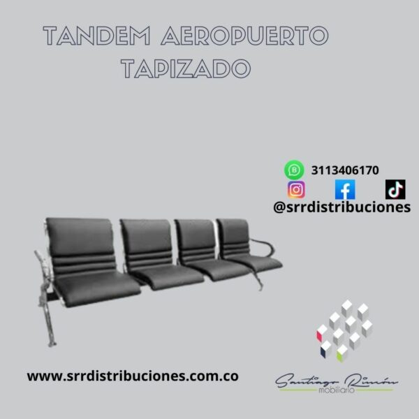 Tandem De Cuatro Puestos Tapizado Full