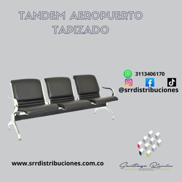 Tandem De Tres Puestos Full tapizado