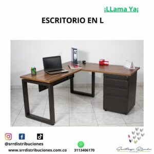 Escritorio en L 150x150 pedestale cuadrado